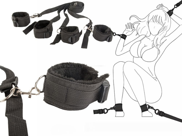 ANTRANKIAI BDSM LOVOS DIRŽŲ RINKINYS POROMS REGULIUOJAMI DIRŽELIAI JUODI