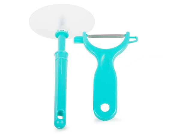 Vegetable peeler fruit scraper with guard