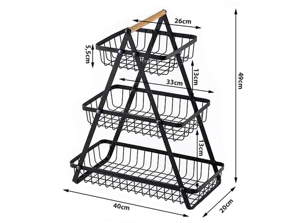 Kitchen shelf loft kitchen organiser three-storey stand with basket
