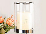 Suport lumânări glamour metal cristal sticlă set crom 3 buc