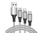3in1 usb kábel telefonhoz villám kábel iphone micro usb type-c 1.2m