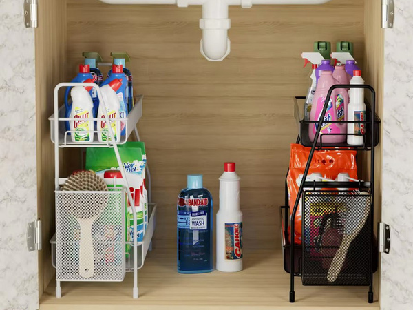 Estante de cocina altillo organizador de cocina de dos pisos con cesta