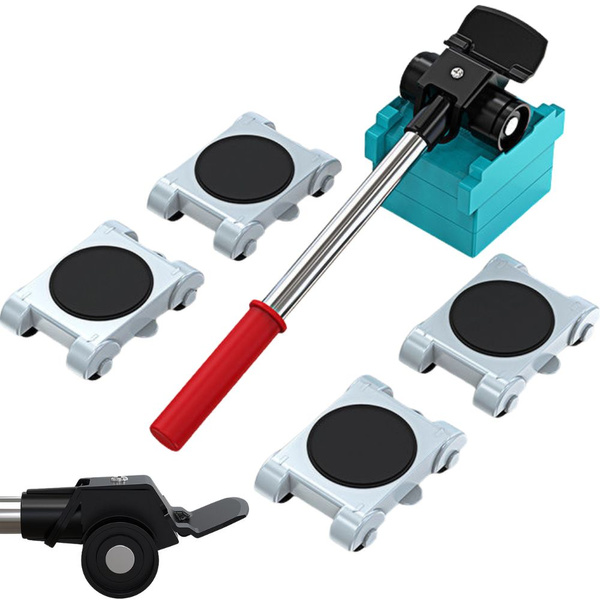 Baldų transportavimo pakėlimo rinkinys svirtis ir ratukai 4 vnt. + poveržlės