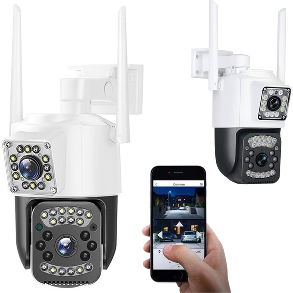 Camera with two lenses, outdoor rotating Wi-Fi, motion detector, IP