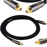 Cable óptico 2m trenzado toslink digital hq terminales dorados