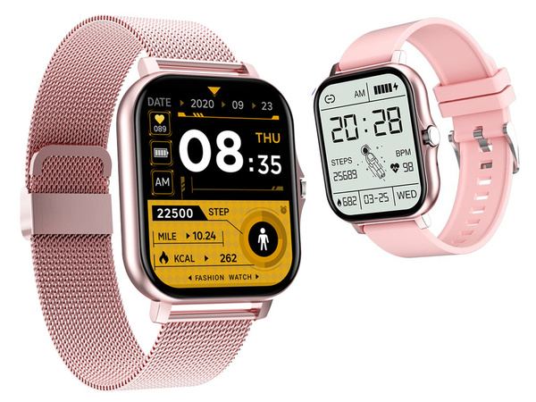 Smartwatch Damenuhr Herrenuhr mit Gummiarmband Sport Bluetooth Telefonieren rosa
