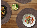 Round placemat for kitchen table plaited table mat brown