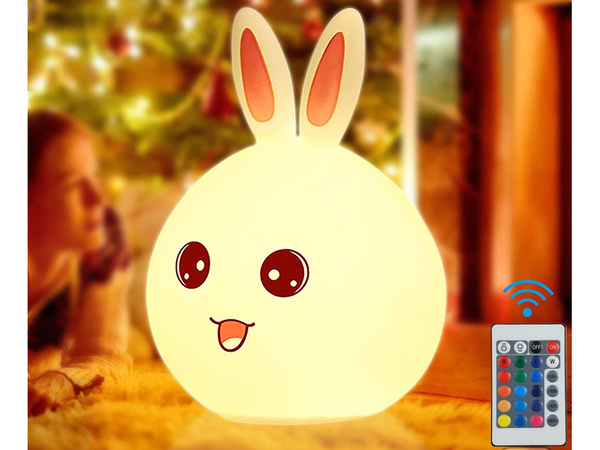 Lampe de chevet led lapin télécommandée rgb usb pour enfants