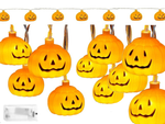 Dýňová světla 10 vedla závěsná halloween 200cm světelná dekorace dýňová dekorace