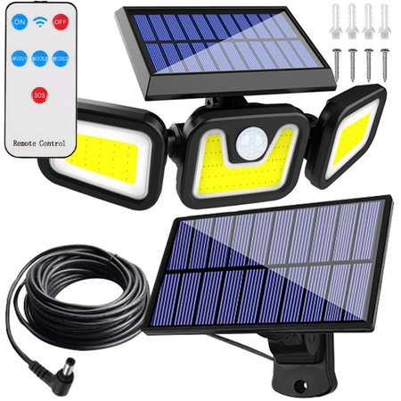 Solar lamp with twilight movement sensor 171 led separate panel garden