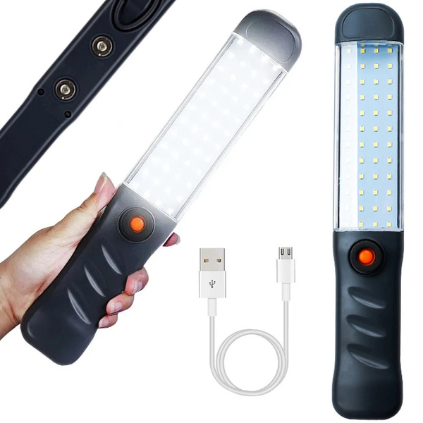 Galingas dirbtuvių žibintuvėlis 48 led cob usb kablys magnetas įkraunamas