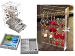 Organizator bijuterii sicriu display piele de căprioară