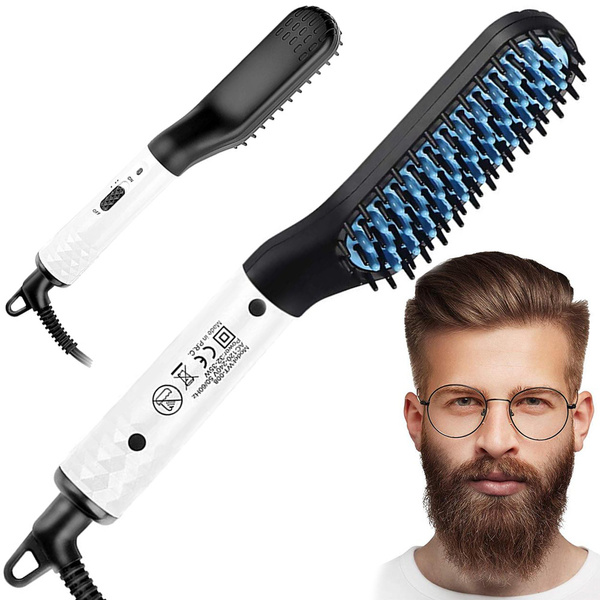 Straightener brush beard and hair comb for men's grooming