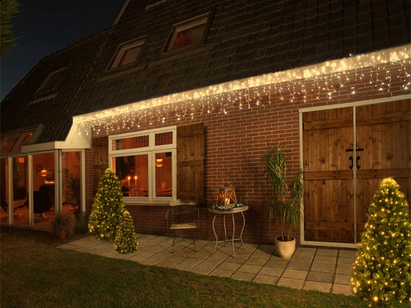 PERDEA DE LUMINĂ 300 CONDUS ALB RECE 10M COMBINAT POM DE CRĂCIUN LUMINI GHIRLANDA