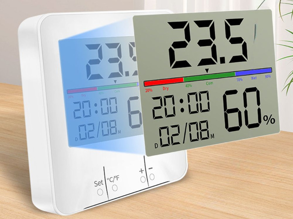 Teplomer meteorologická stanica vnútorný vlhkomer hodiny batérie lcd