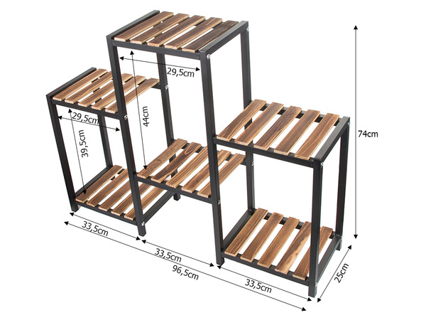 Květináč vysoký stojící dřevěný záhon 3patrová knihovna