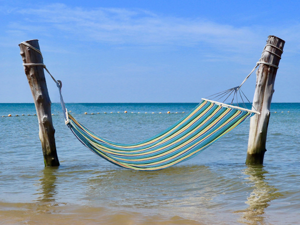 Garden hammock reinforced striped coloured wood rocker swing 200 x 80