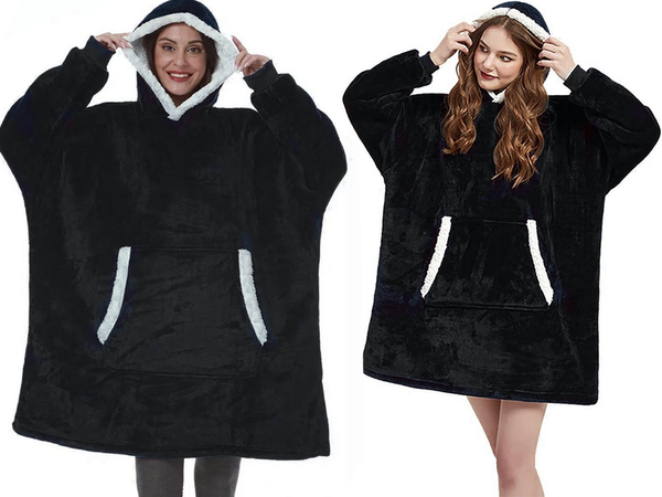 Silts džemperis oversize sega xxl 2in1 bieza kažokādas mīksta kapuci halāts ar kapuci