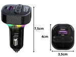 Vysielač do auta fm mp3/wma usb a+usb c 30w bluetooth 5.3 led qc 3.0