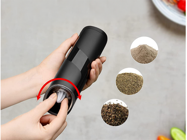 Gravity electric pepper mill for salt