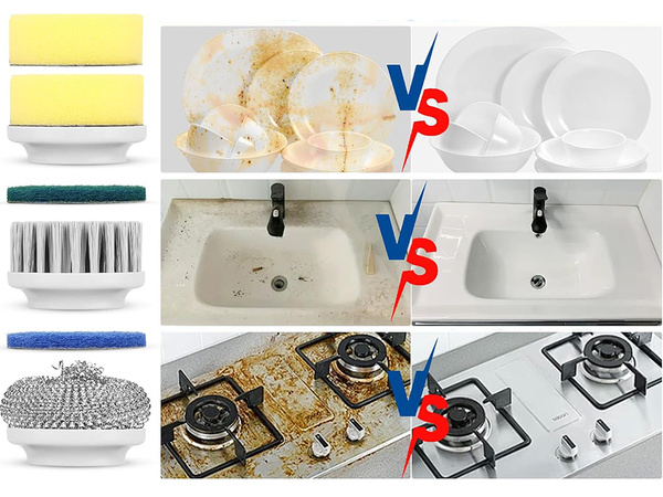 Cordless electric rotary brush for kitchen cleaning 5in1