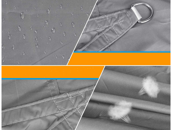 Vízálló kerti napvitorla 3x2m szürke téglalap napellenző