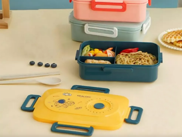 Fiambrera desayuno recipiente almuerzo con compartimentos cubiertos