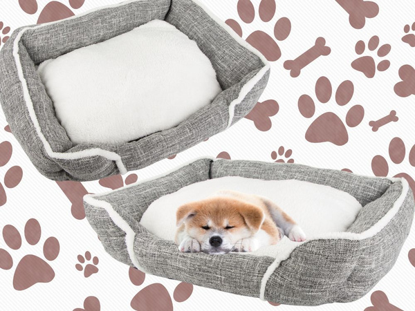 Dog bed soft comfortable fluffy bed with cushion size l