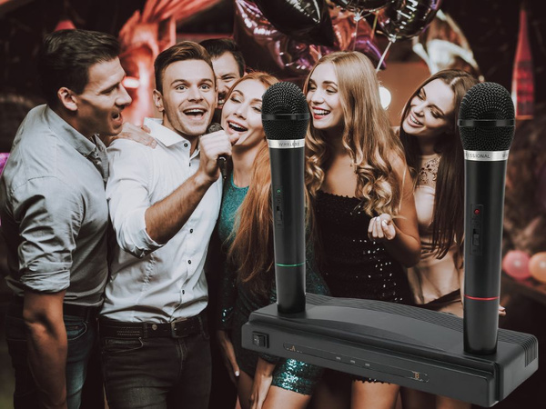 Karaoke komplekts 2x bezveideru mikrofons + stacija
