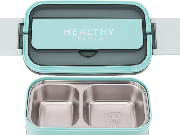 Boîte à petit-déjeuner avec compartiments boîte à plusieurs étages xxl couverts lunchbox 1400 ml