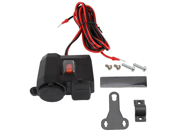 Zásuvka zapaľovača cigariet motocyklový voltmeter 2x usb
