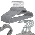Velour clothes hangers grey anti-slip set of 20 pieces