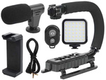Vlogging kit grabación vídeo trípode micrófono soporte teléfono