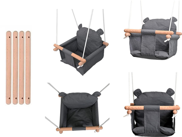 Bērnu šūpoles koka spainis šūpoles mīksts materiāls šūpolēs