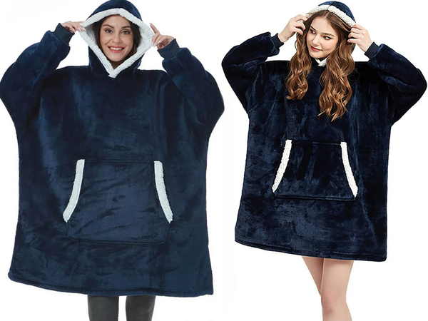 Cálida sudadera oversize manta xxl 2en1 piel gruesa suave con capucha bata