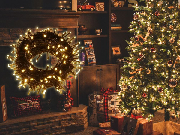 Jõulupuu tuled siseruumides valge soe 500 led valgustus 7 programmi