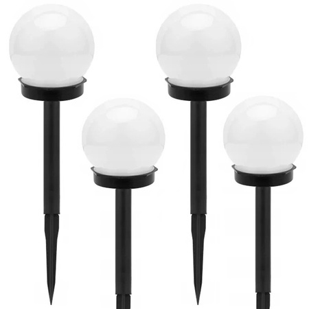 4x solar garden lamps white ball white sprinkled 10 cm