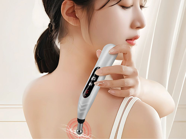 Acupuncture massager pen electrostimulator 5 tips lcd set