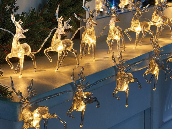 Christmas lights reindeer garland 10 led with glitter for christmas tree
