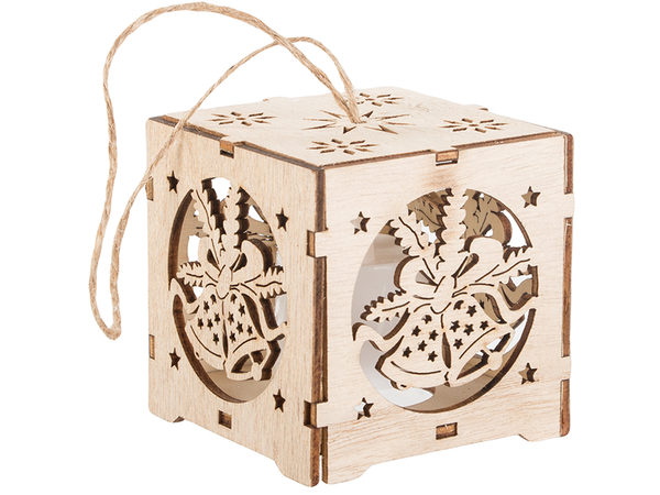 Lanterne suspendue en bois éclairage de l'arbre de noël ornement de noël cloches