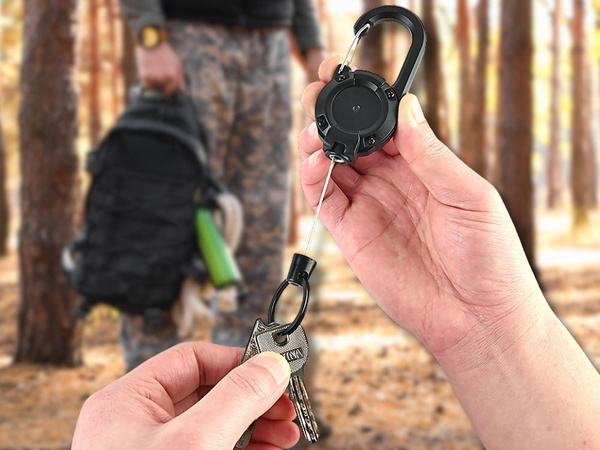 KEY RING RETRACTOR ROPE WITH BELT CARABINER RETRACTOR