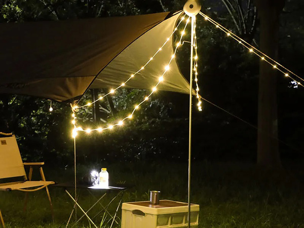 Camping light rechargeable led garland on roll 8m warm