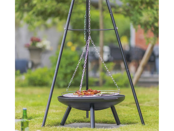 Chimenea de jardín gran trípode soporte parrilla colgante chimenea de carbón