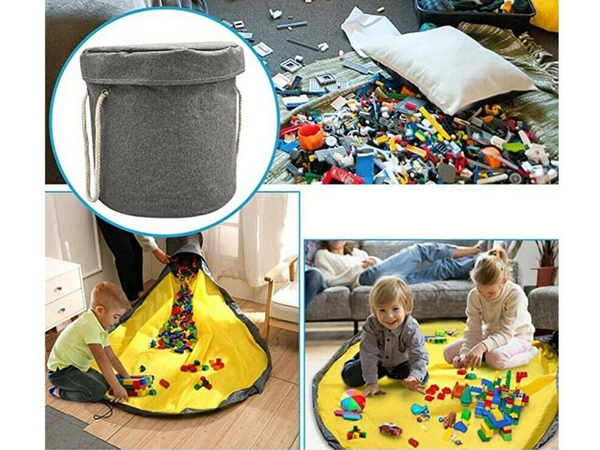 Kosz na zabawki klocki z matą organizer worek pojemnik z pokrywką uchwyty