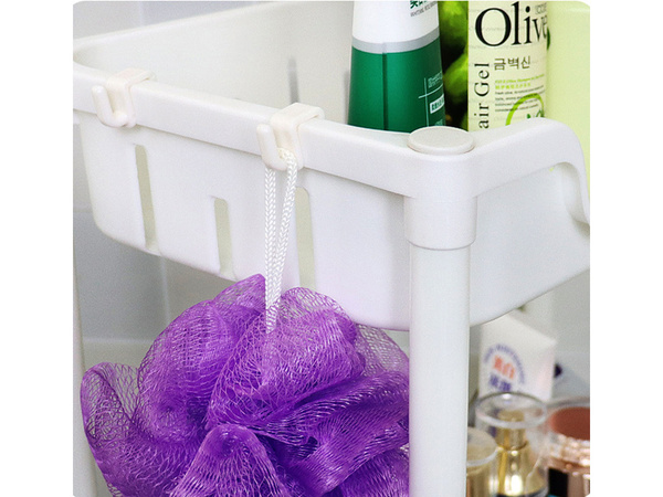 Baie raft bucătărie cabinet mobil bibliotecă pe roți 3 niveluri cârlige