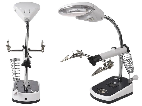 Trešās rokas lutteris 10x 3,5x 5 led lodēšanai