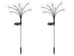 LÁMPARA SOLAR LED PARA JARDÍN CON SOPLADOR DE FUEGOS ARTIFICIALES EN UN PALO PARA JARDÍN, 2 unidades