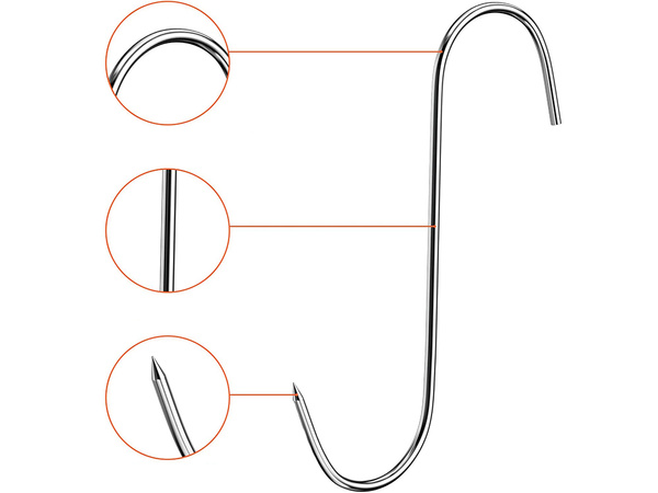 Sausage smoking hooks 10pcs large steel