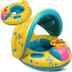 Jouet de natation gonflable à roues avec canopée et siège