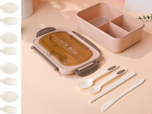 Lunchbox śniadaniówka pojemnik na śniadanie obiad z przegródkami sztućce